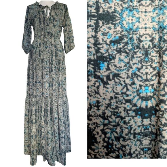 Anthropologie Ecote Tiered boho Botanical Maxi Dress Size S - Picture 2 of 12